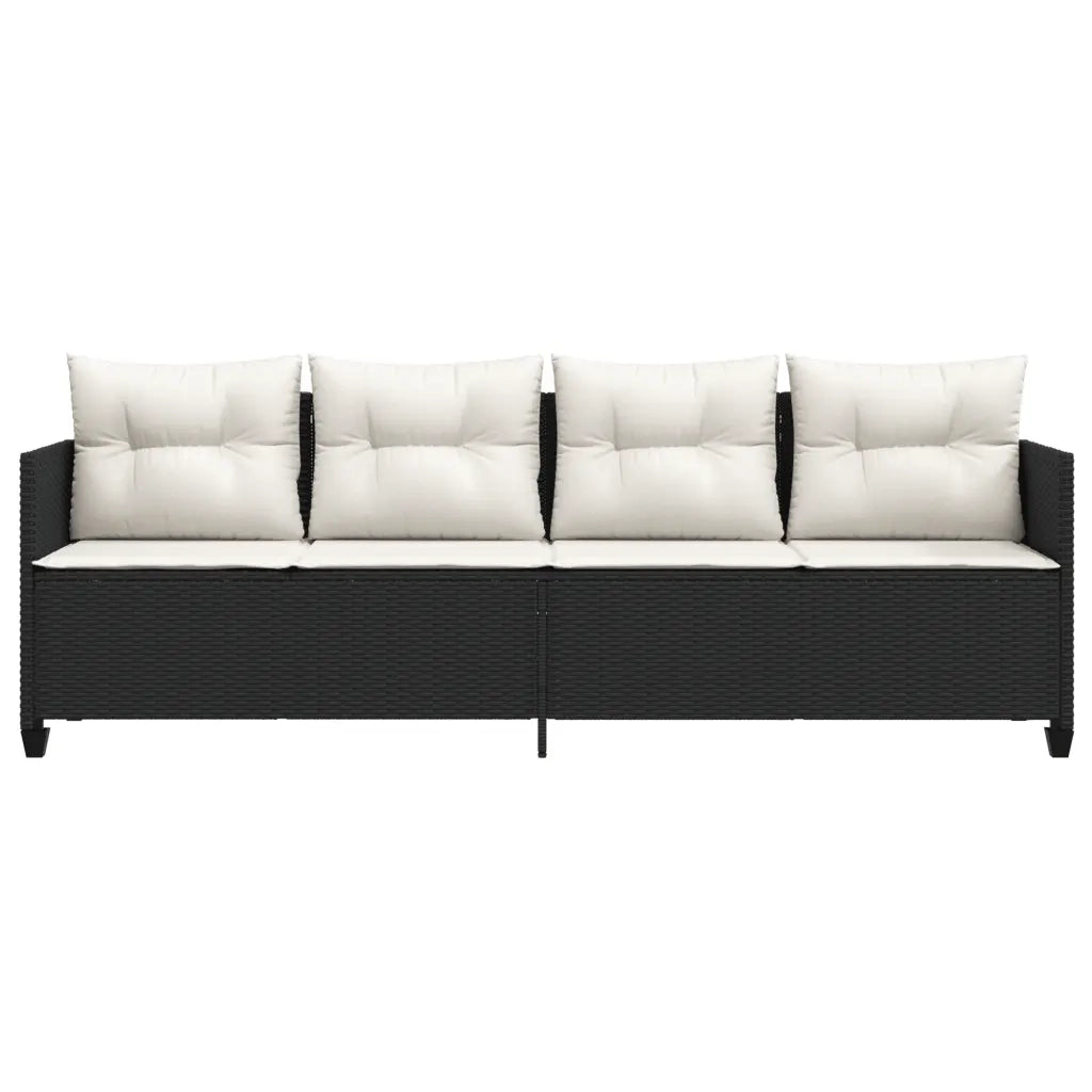 Lettino Prendisole con Cuscini NeroÂ in Polyrattan
