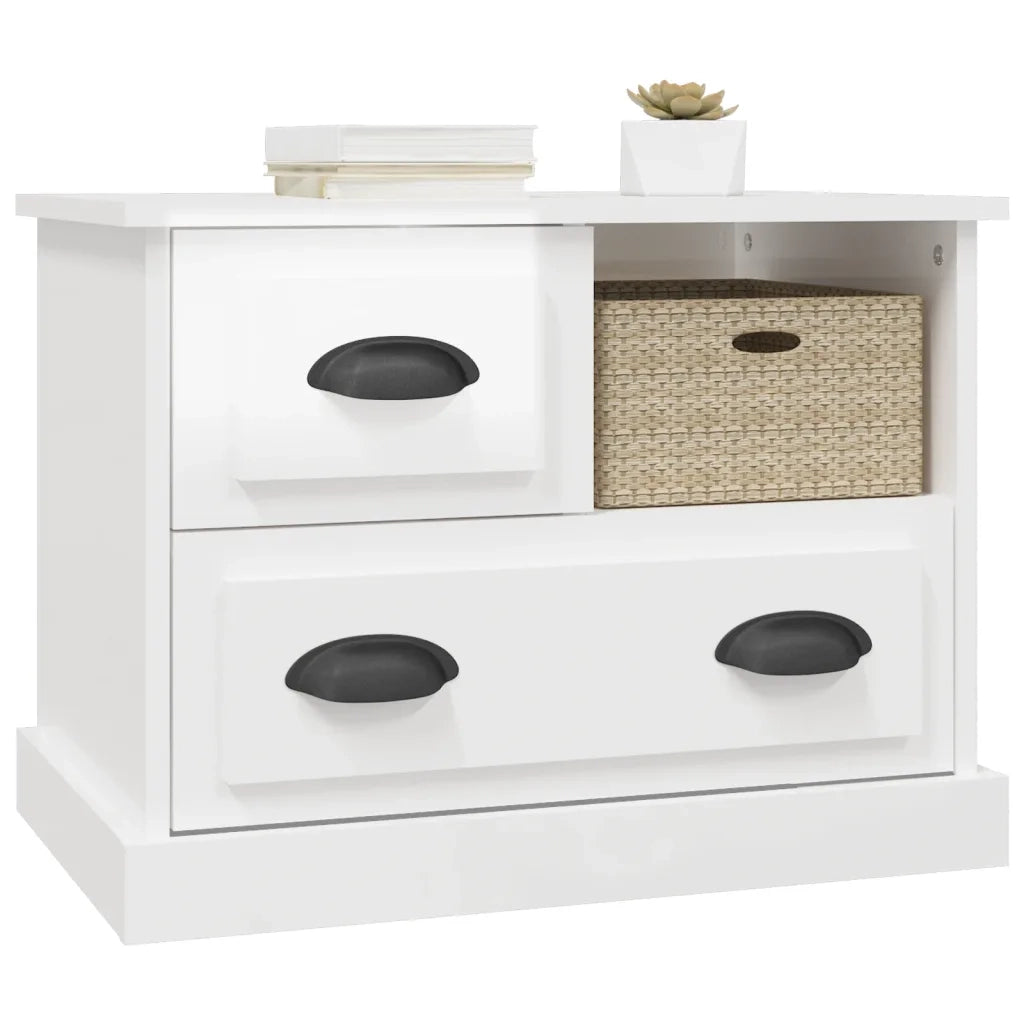 Comodino Bianco Lucido 60x39x45 cm 816362