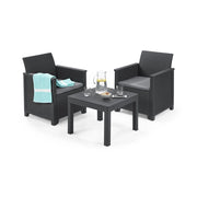 Set salotto da esterno Petawawa, Salottino outdoor, Set da balcone o giardino, Composizione soggiorno per esterni, 65x63 h74 cm, Antracite