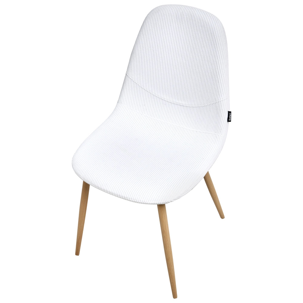 Set di 2 sedie da pranzo Struttura in tessuto bianco Seduta in velluto a coste Design moderno senza braccioli