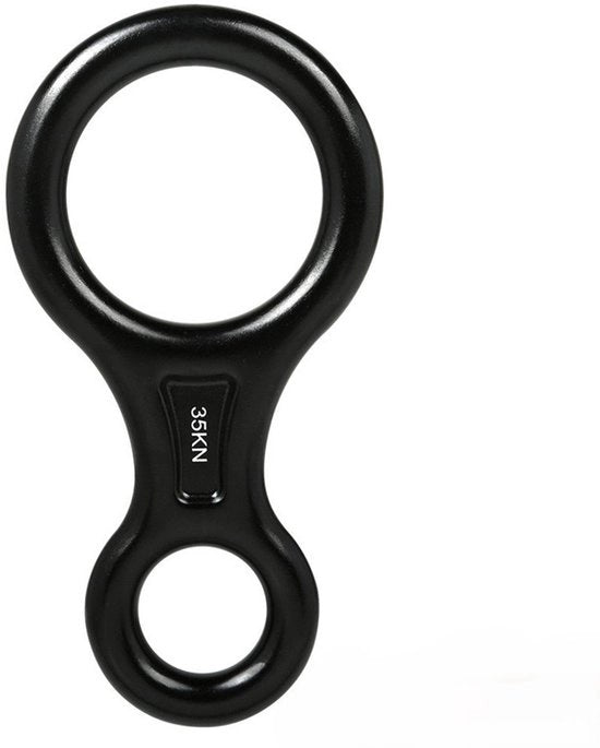 Discesa rapida per attrezzatura da discesa 35 kN apparecchiatura in alluminio a forma di 8 per il disceso Arrampicata per attività all'aperto - nero