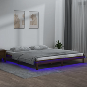 Giroletto con LED senza Materasso-Struttura Letto Ambra 200x200 Legno Massello