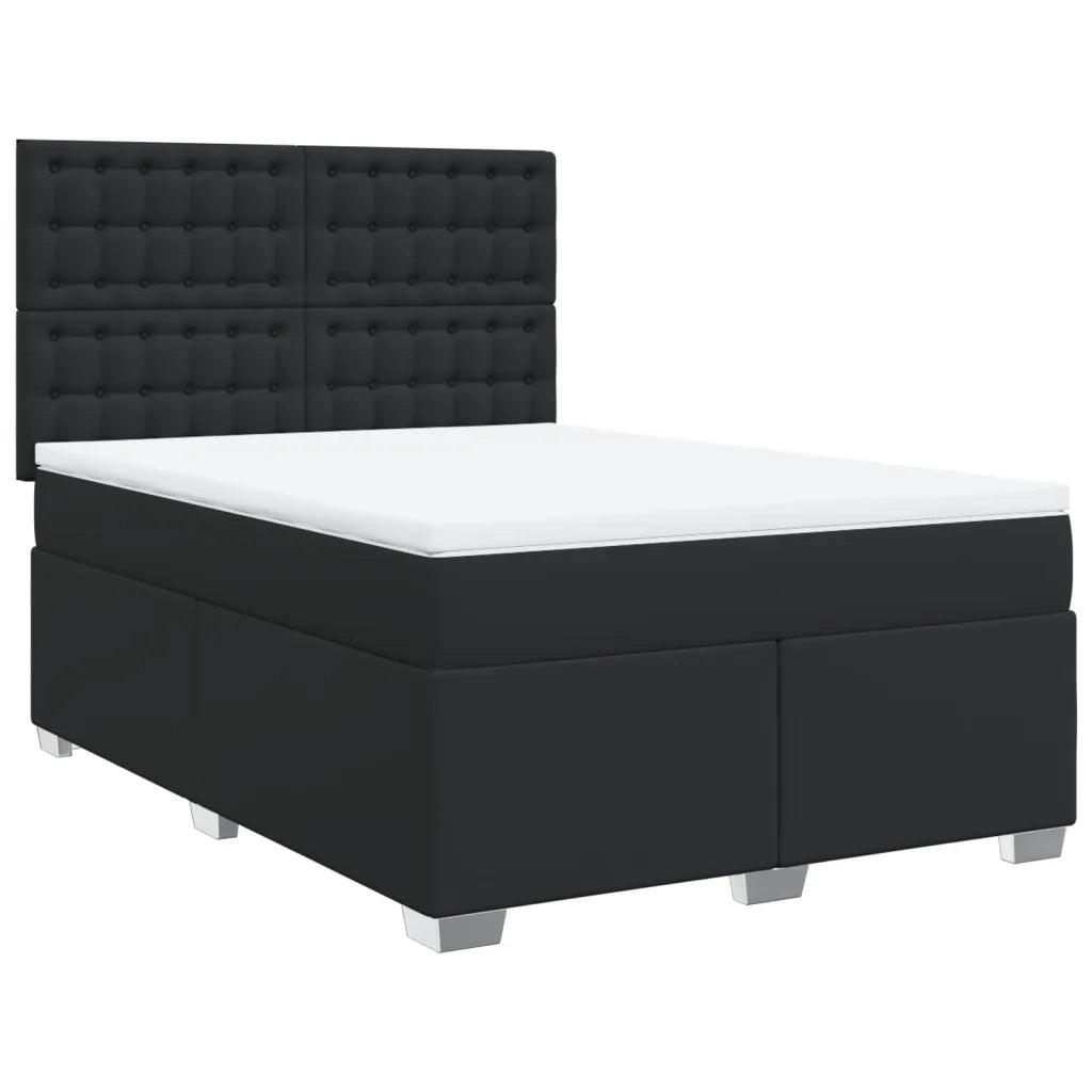 Giroletto a Molle con Materasso Nero 140x190 cm in Similpelle