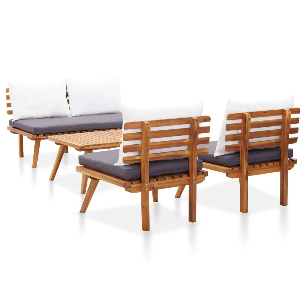 Set Divani da Giardino 4 pz | Set Salotto da Giardino con Cuscini in Massello di Acacia