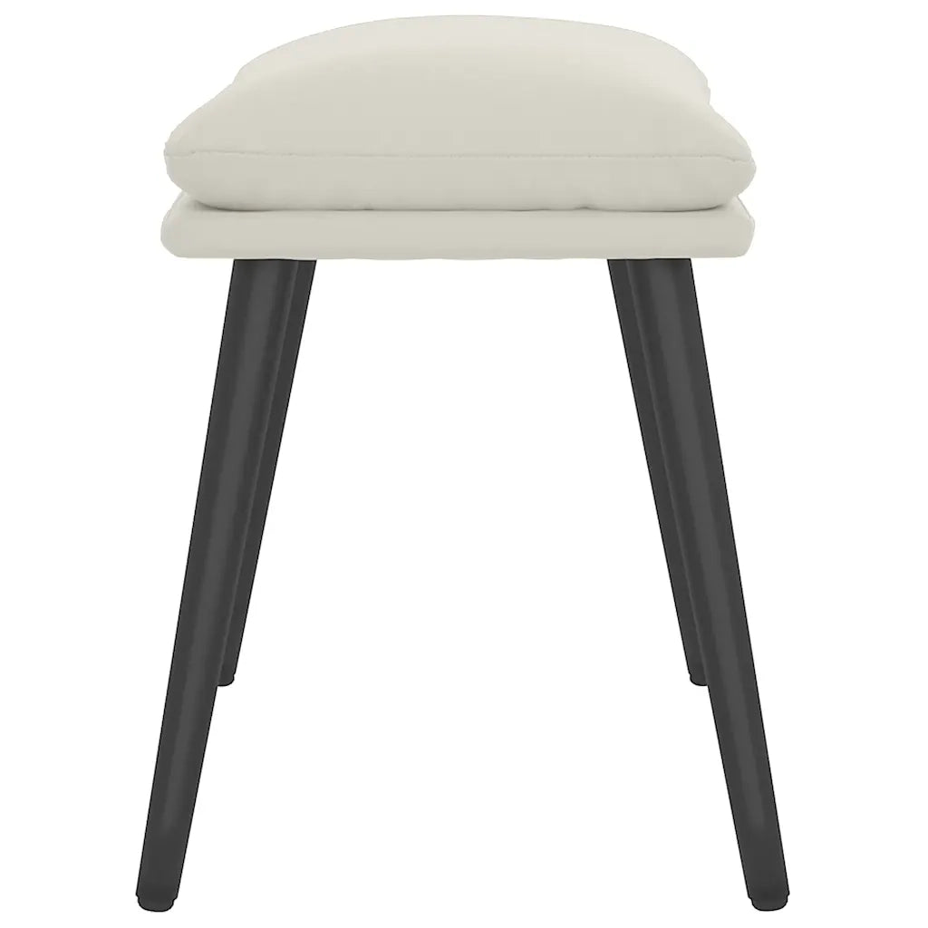 Poggiapiedi Bianco Crema 45x29,5x35 cm in Velluto