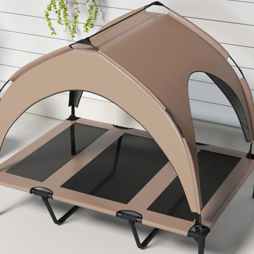 Brandina per cani e gatti rialzata con tettuccio anti-UV ¨C Xylo ¨C 106x76x94 cm caff¨¨