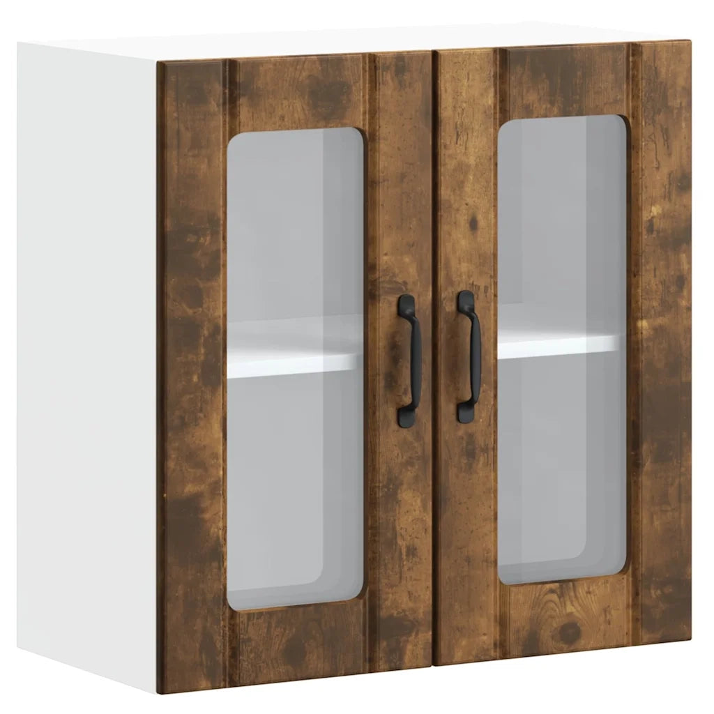 vidaXL Pensile da Cucina con Porta in Vetro Lucca Rovere Fumo