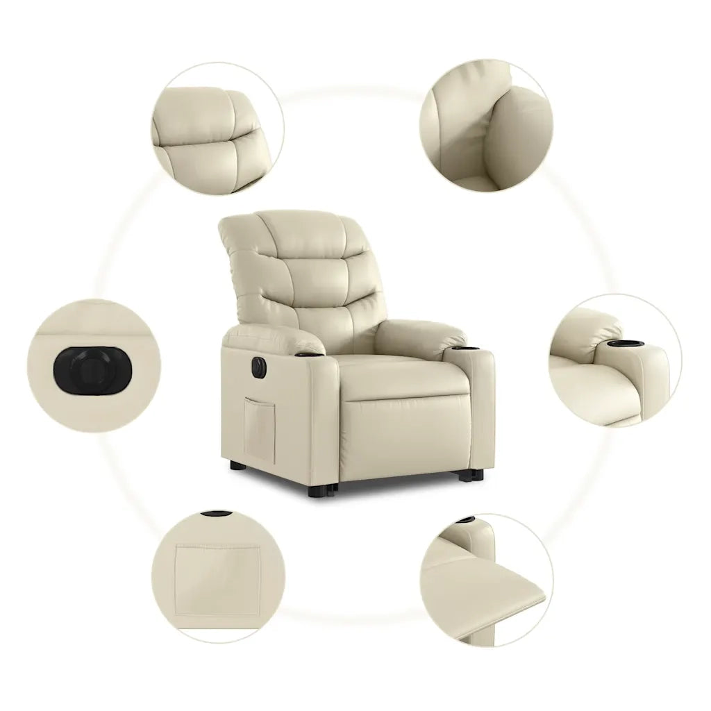 Poltrona Alzapersona Reclinabile Crema in Similpelle 3206614