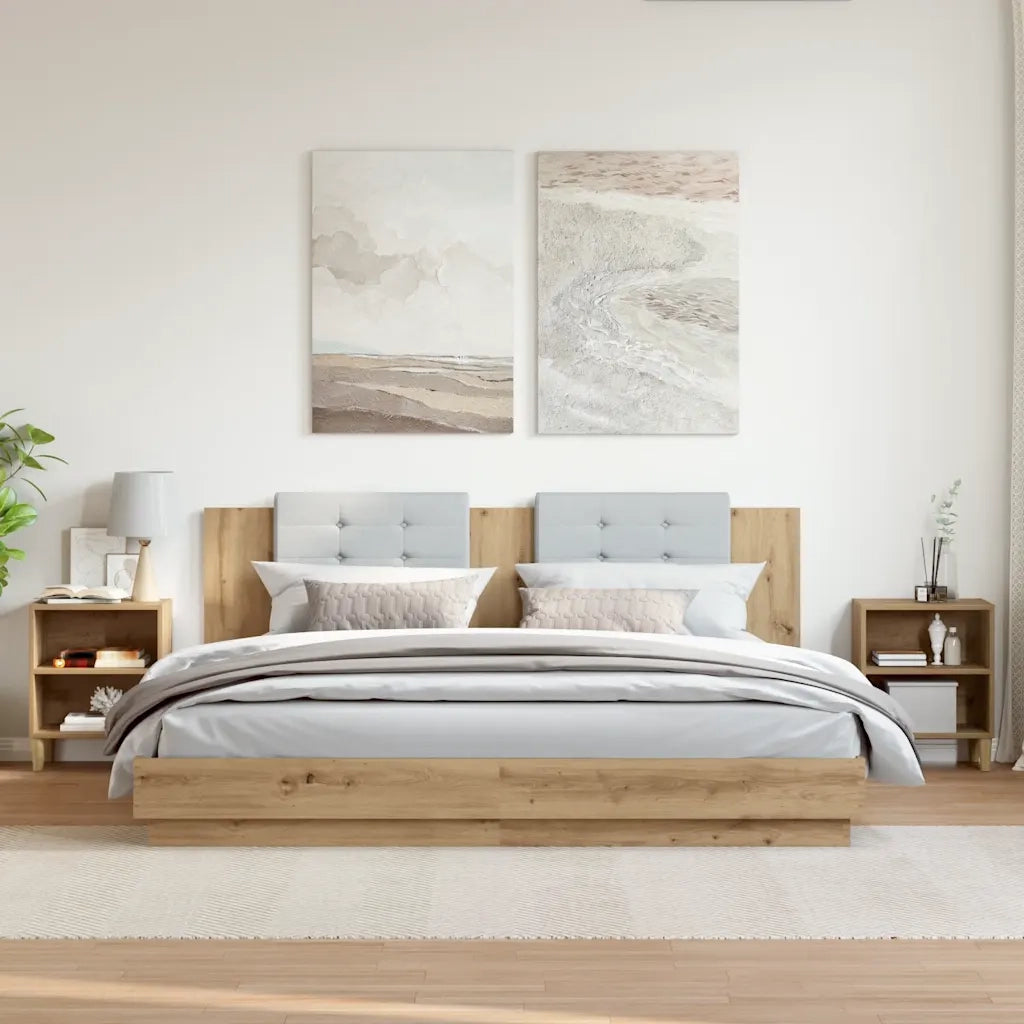 Set di 2 Comodini | Armadio da Notte | Mobiletto da notte Rovere Artigianale 40x30x50 cm Legno Multistrato