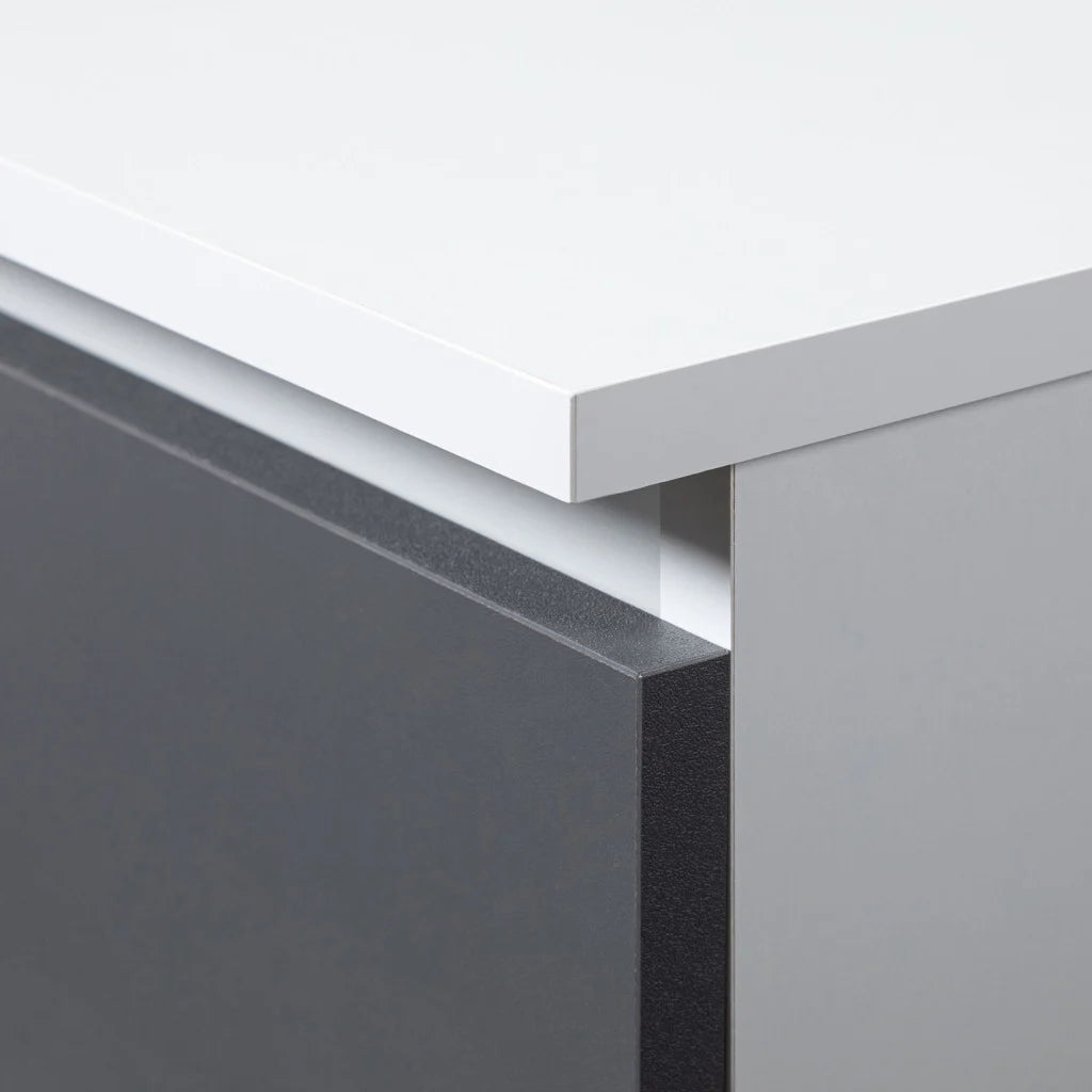 Cassettiera CL100 compatta AKORD Bianca 100 cm 6 cassetti inserto frontale Grigio Grafite 100x35x57 cm