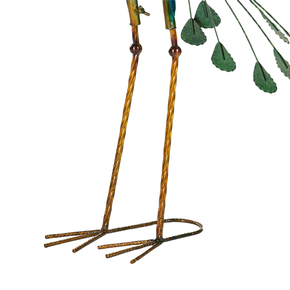 Figurina decorativa in metallo blu 75 cm Pavone Peacock Decorazione per interni esterni Soggiorno