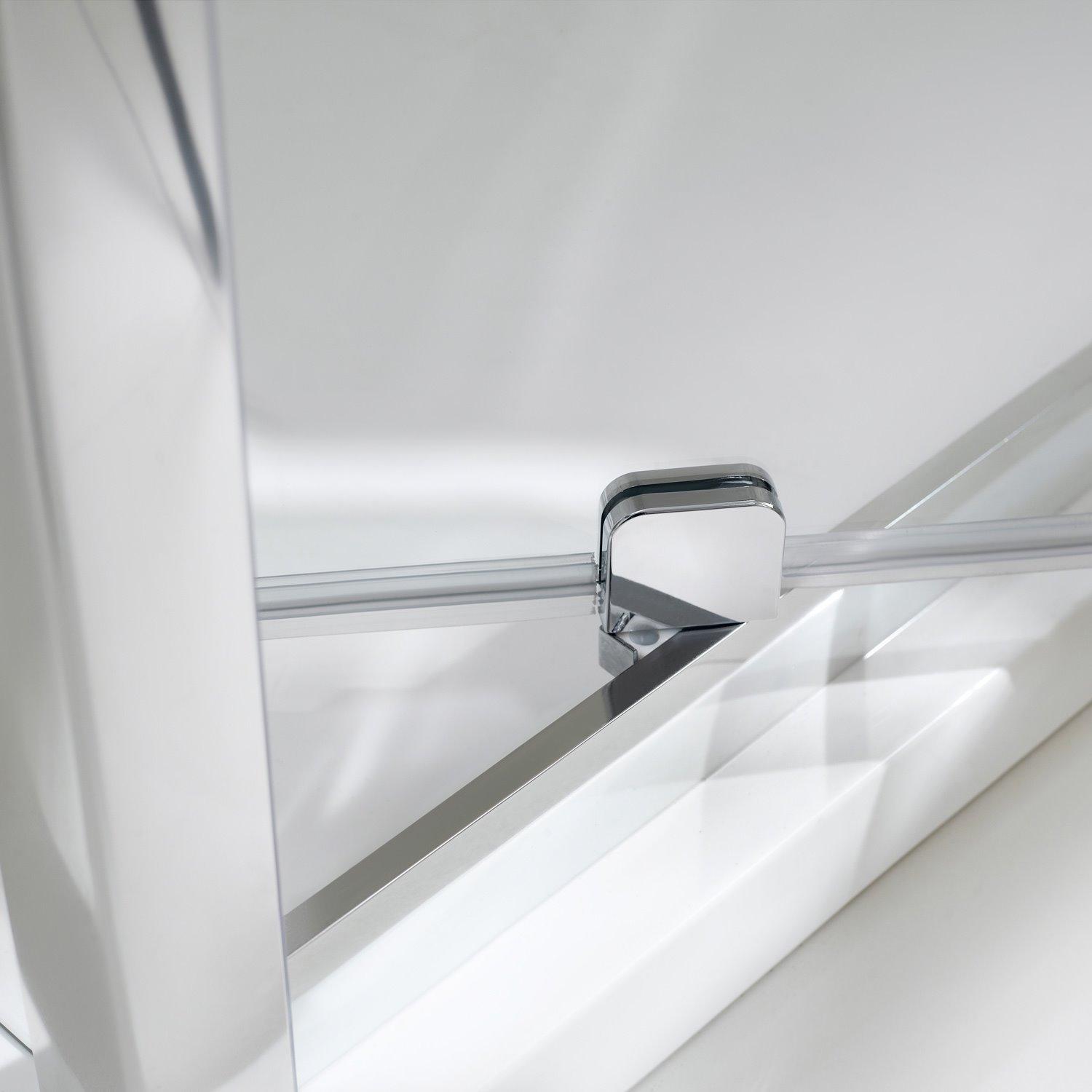 Porta Parete Doccia 2 Ante Battenti In Cristallo Trasparente 6mm H198 Fosterberg Aalborg 80xH198 cm