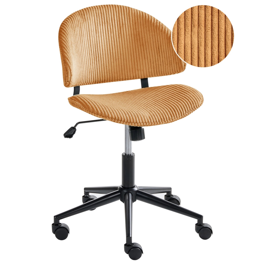 Sedia da ufficio arancione con seduta e schienale in velluto a coste girevole regolabile in altezza moderna per ufficio domestico
