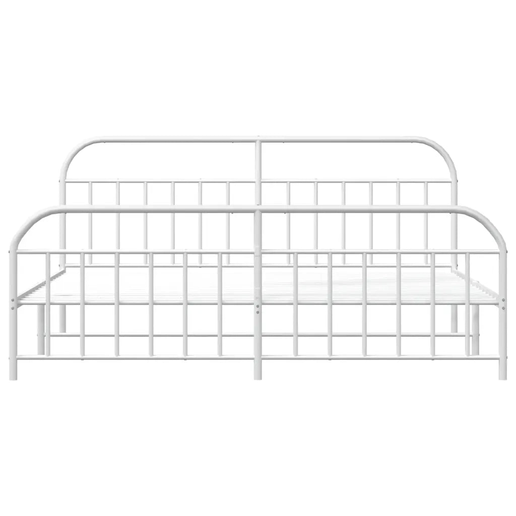 Giroletto con Testiera e Pediera Metallo Bianco 200x200 cm