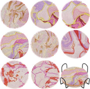 Pavimenti per vetrina in pietra dura, supporti per pietra dura in vetro con alloggiamento, supporti antiscivolo per bicchieri e tavoli da cucina (Marble Ocean Pink)