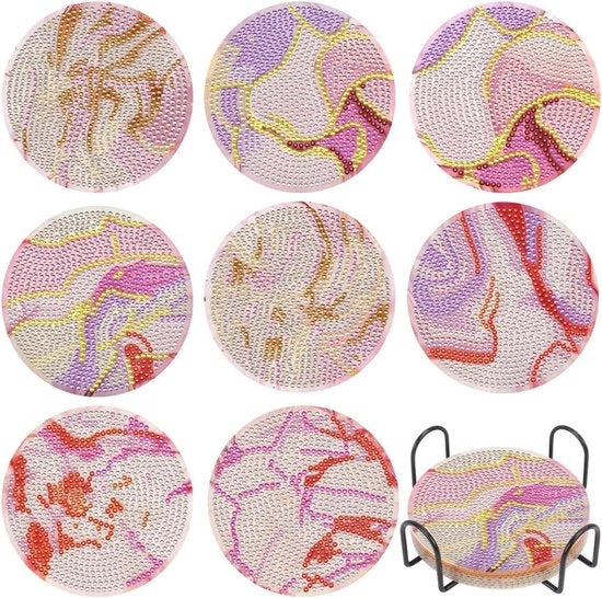 Pavimenti per vetrina in pietra dura, supporti per pietra dura in vetro con alloggiamento, supporti antiscivolo per bicchieri e tavoli da cucina (Marble Ocean Pink)