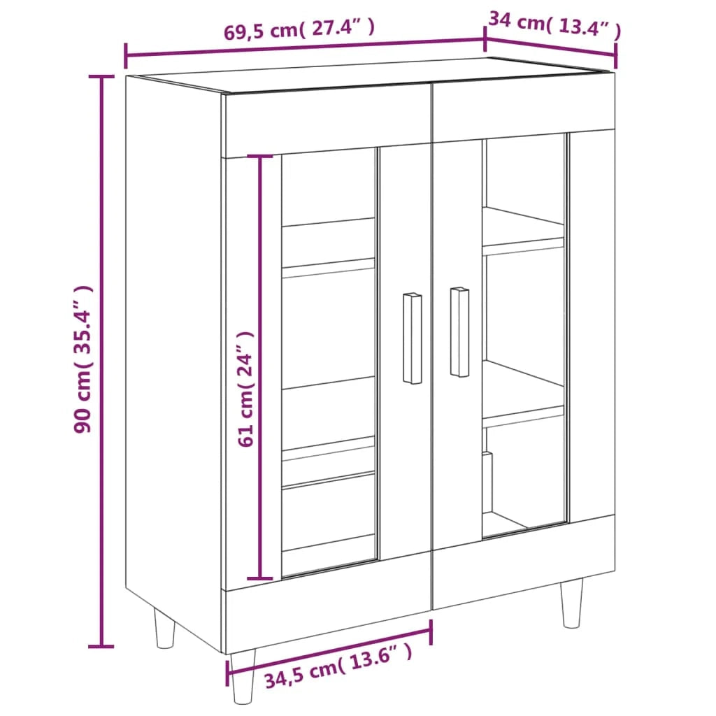 Buffet credenza cassettiera armadio mobile contenitore organizer per cucina soggiorno salotto 69,5 x 34 x 90 cm legno ingegnerizzato bianco 02_0030426