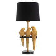 Paia, Lampada da Tavolo Decorazione con Pappagalli, oro