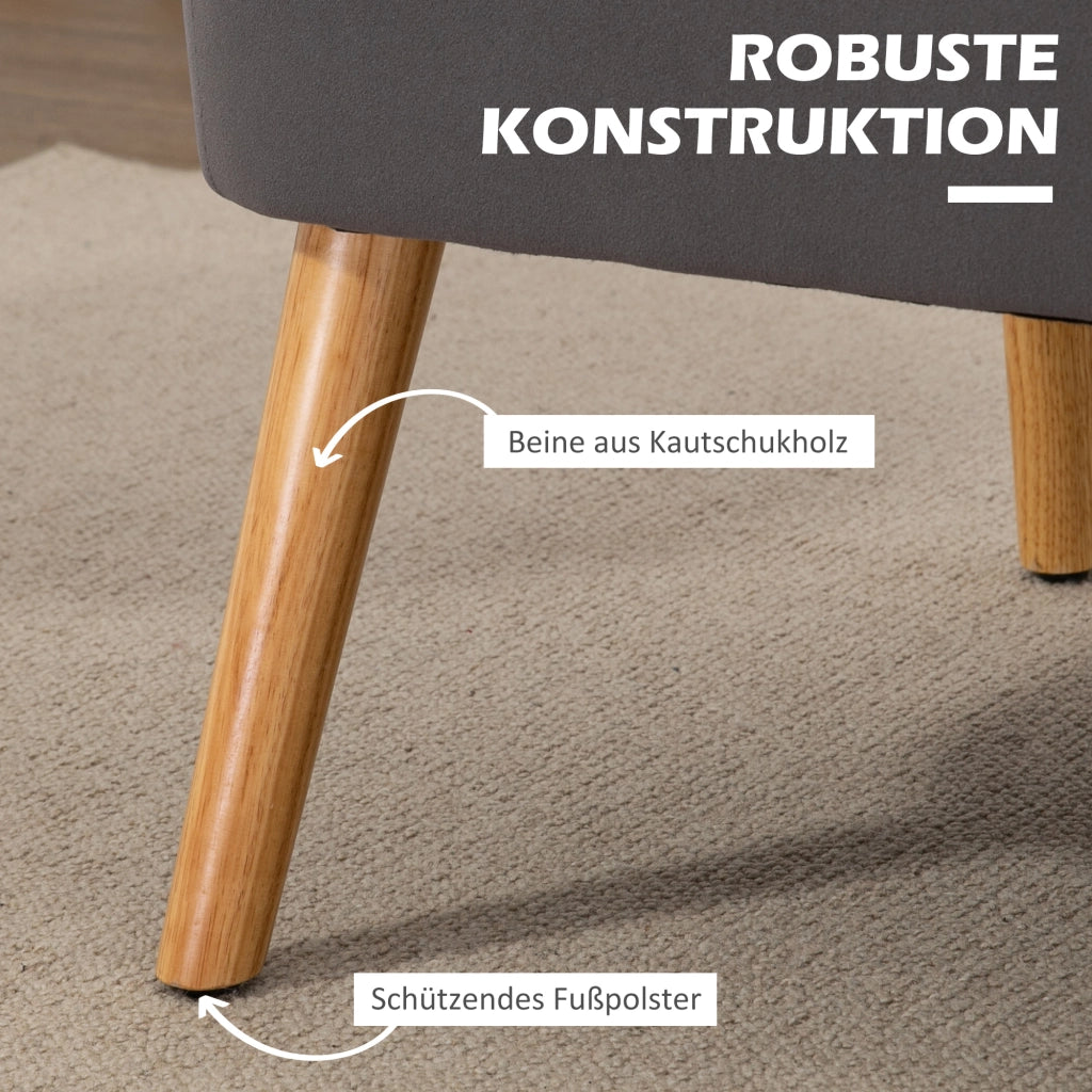 Divano a 2 posti compatto con seduta imbottita e schienale morbido in poliestere grigio scuro 117 × 56,5 × 77 cm