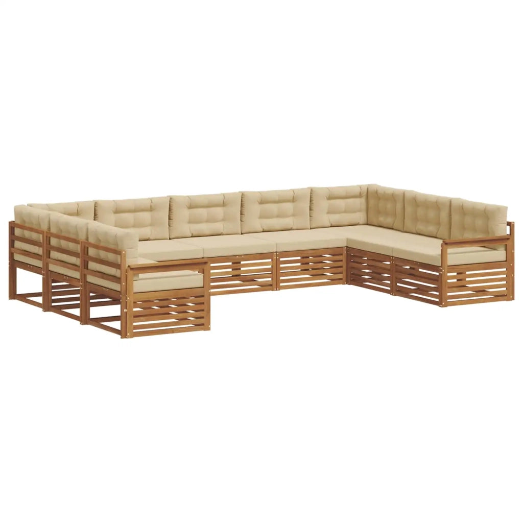 Set di divani da esterno con cuscino 9 pcs Naturale e Beige 3374118