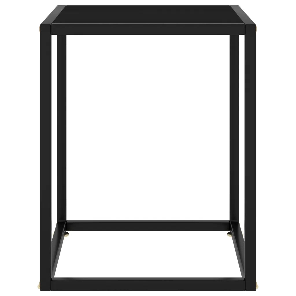 Tavolino da Salotto Nero con Vetro Nero 40x40x50 cm 322908