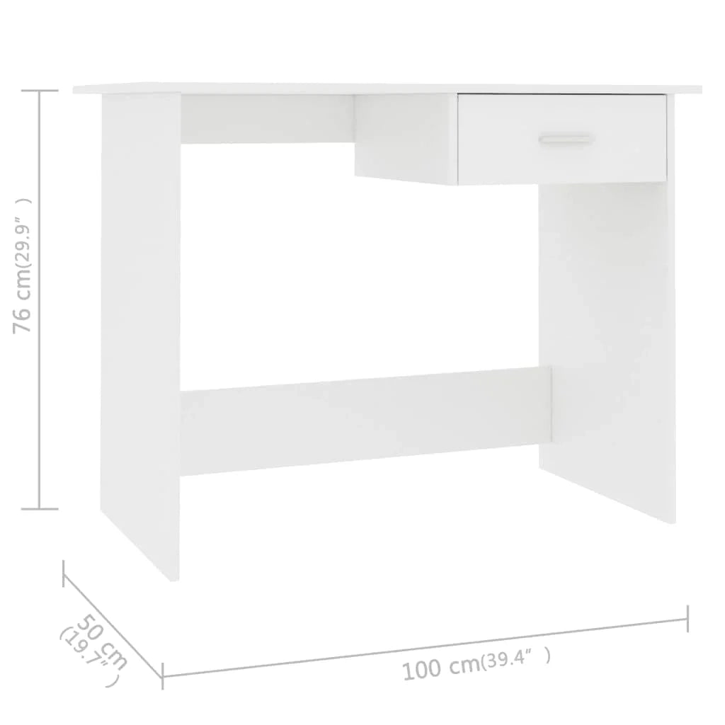 Scrivania tavolo postazione di lavoro mobile per computer studio 100 x 50 x 76 cm legno ingegnerizzato bianco 02_0023495