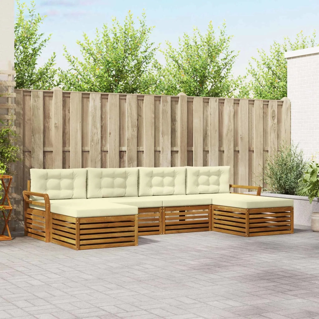 Set divani 6 pcs Naturale e Crema Legno di Acacia Massello 3373900