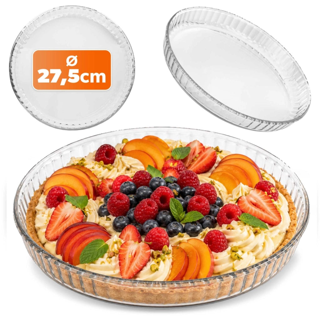 KADAX Teglia resistente al calore per cuocere crostate in vetro, rotonda, 26 cm