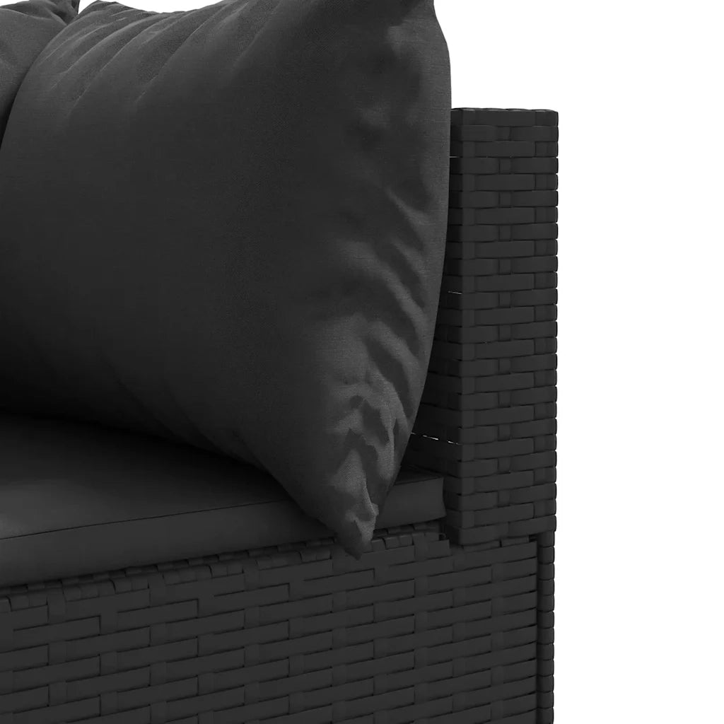 Set Mobili da Giardino 6 pz con Cuscini in Polyrattan Nero