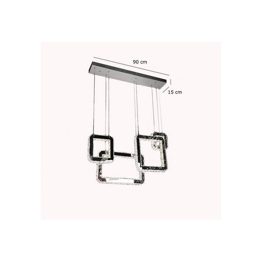 Trade Shop - Lampadario Led 55 W A Sospensione Con Cristalli Luce Fredda 6500k 4 Pendenti A17 -