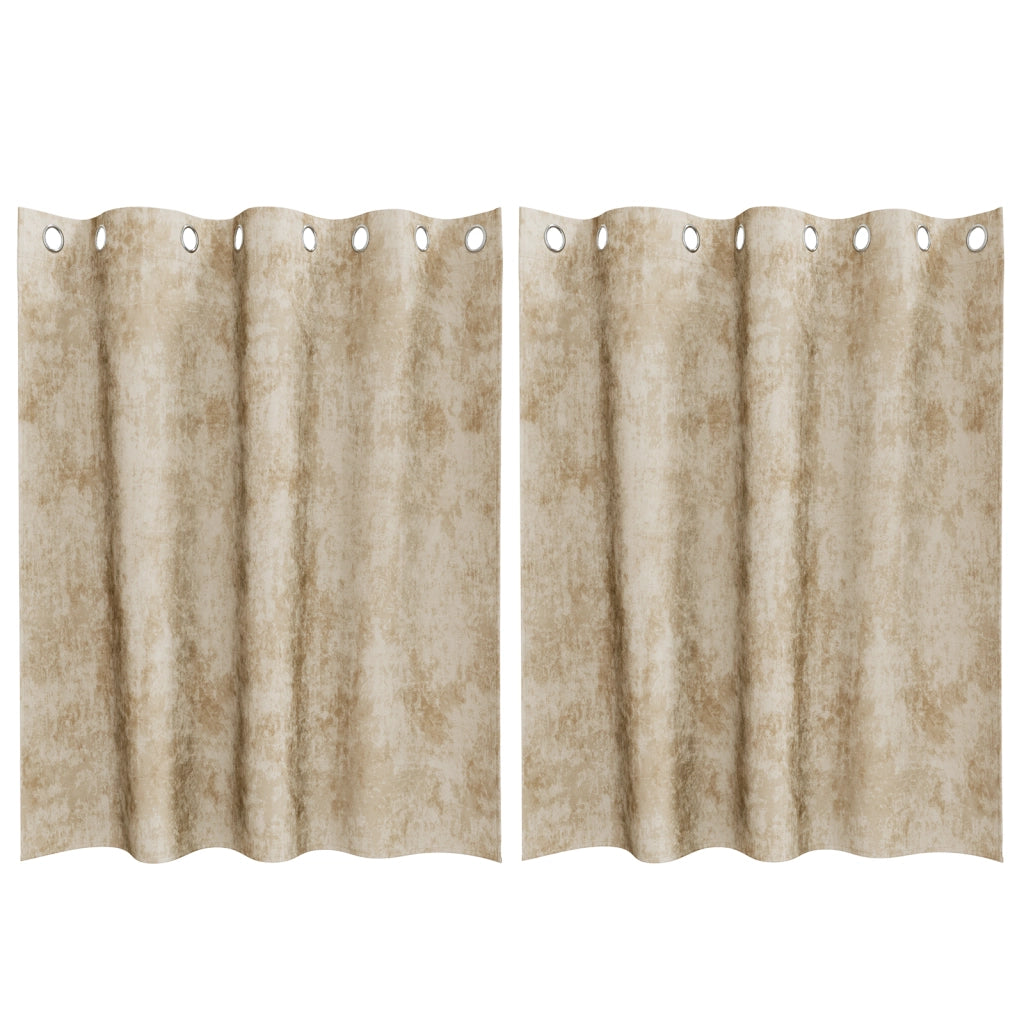 Tende di velluto 2 pz con occhielli panna 140x140 cm