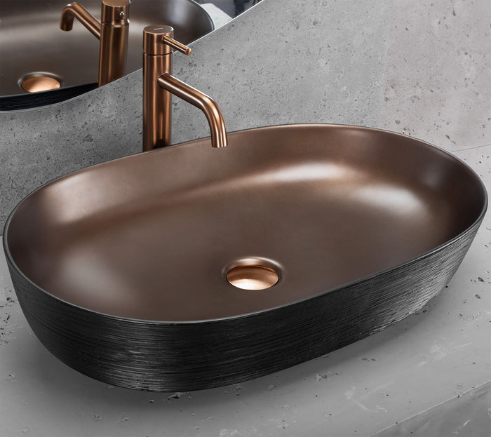 Lavabo Da Appoggio In Ceramica Cleo 61 Copper Bush / Black -rea