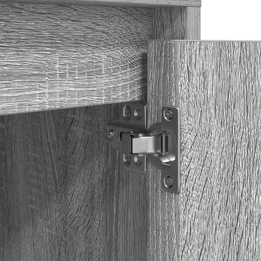Comodino | Armadio da Notte | Mobiletto da notte con Luci LED Grigio Sonoma 38x34x50 cm