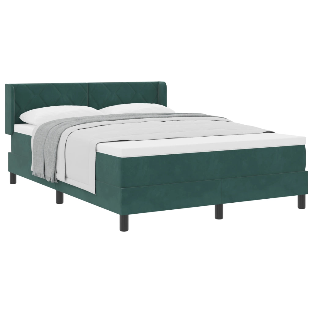 Letto Box Spring con Materasso Verde Scuro 140x200 cm Velluto