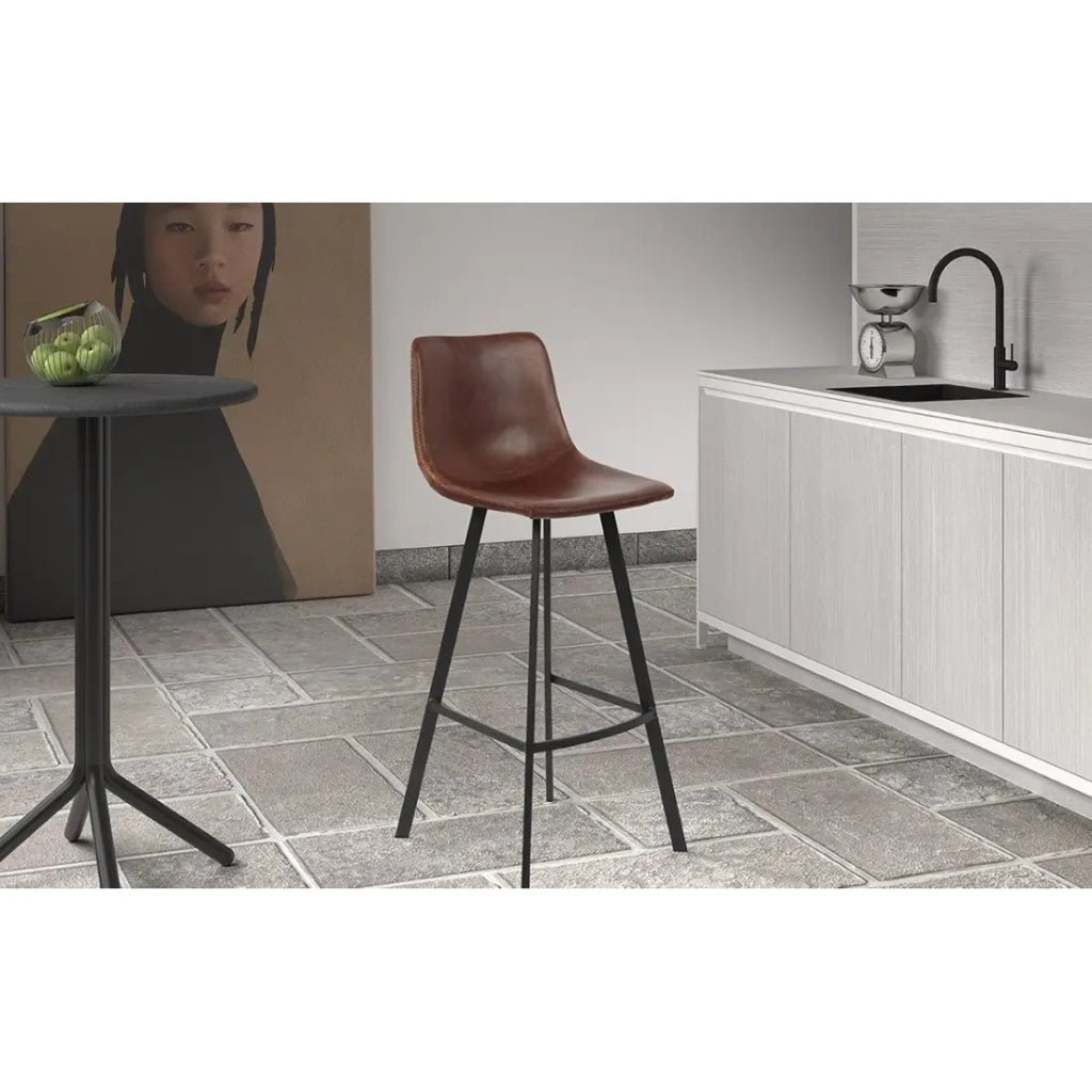 Sedia da banco OZON – PU marrone – Design contemporaneo H98 cm