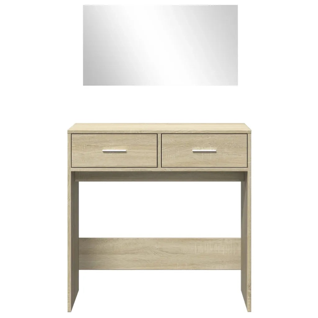 Toeletta con Specchio-Tavolo da Vanit¨¤ Rovere Sonoma 80x39x80 cm