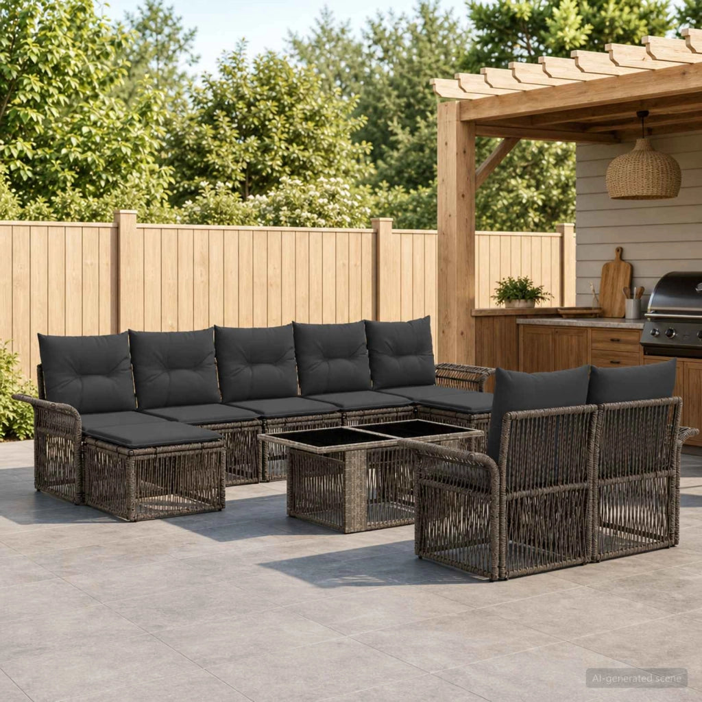 Set Divano da Giardino 10 pz Grigio e Grigio Scuro polyrattan 3436697