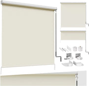 Tenda da Sole Verticale Tenda a Rullo per Esterno Tenda da Sole a Caduta con Manovella Tenda per Balcone Avvolgibile Oscurante Protezione Sole Vento per Gazebo Giardino, Beige 140x240 cm
