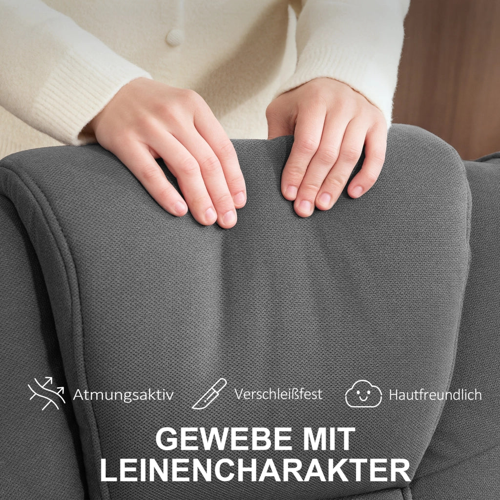 Poltrona Relax Girevole e Dondolo con Poggiapiedi ¨C Zephmum ¨C Tessuto Grigio Scuro, Legno