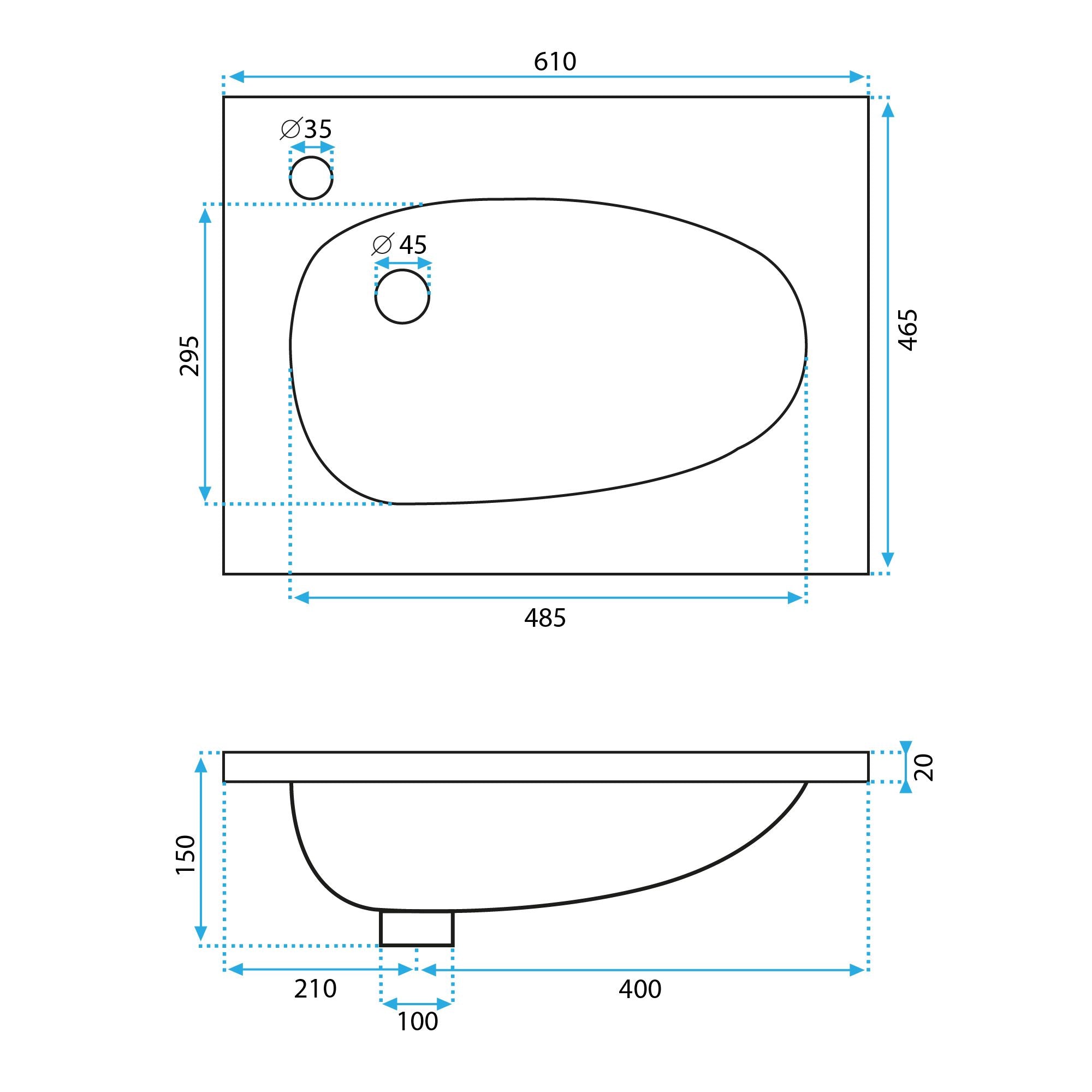 Lavabo Da Incasso Rea Selena 60