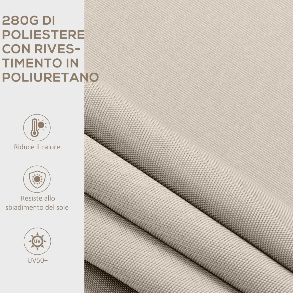 Tenda da Sole 2x2.5 m, a Bracci ad Azionamento Manuale, in Alluminio e Poliestere, Crema