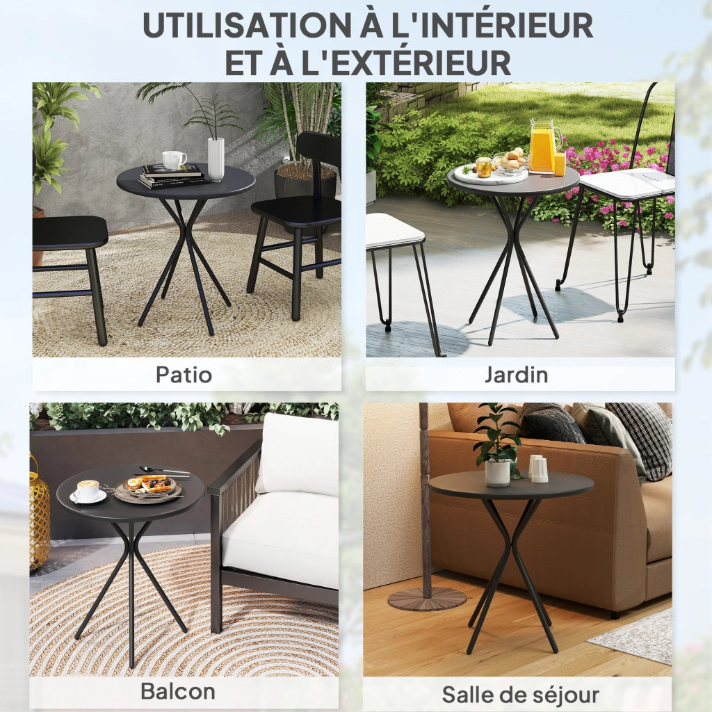 Tavolo da giardino rotondo ¨C zephmum ¨C nero, acciaio, ?60 cm
