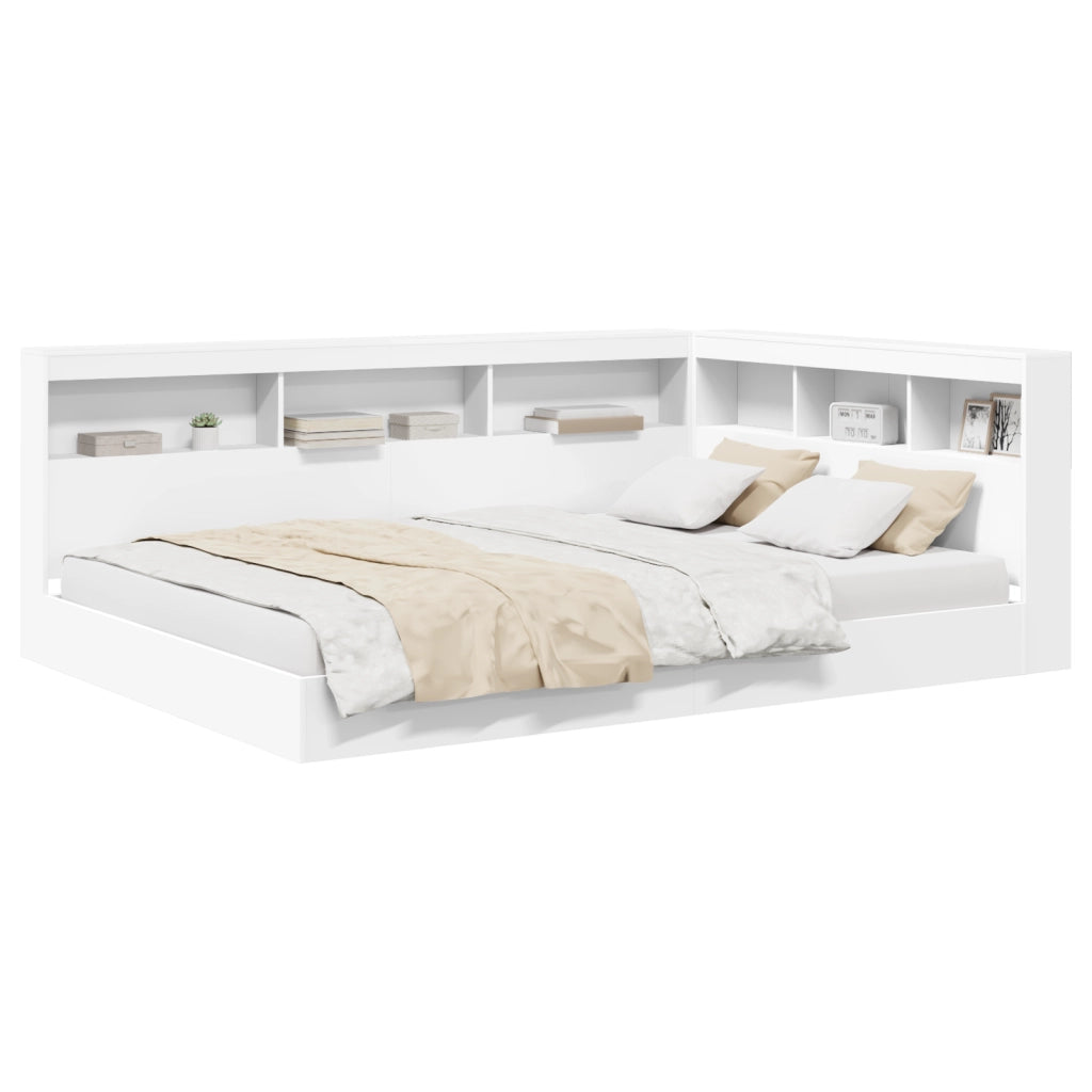 Letto con Libreria Bianco 150x200 cm Legno Ingegnerizzato