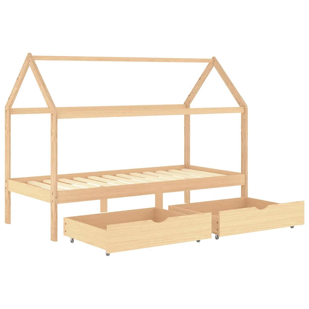 Giroletto per Bambini | Letto Infantile | Lettino con Cassetti in Pino Massello 90x200 cm