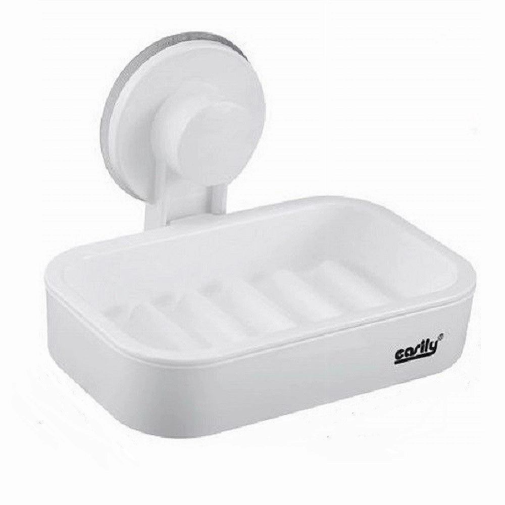Trade Shop - Porta Sapone Attacco A Ventosa Parete Accessorio Bagno In Plastica Mensola 59545 -