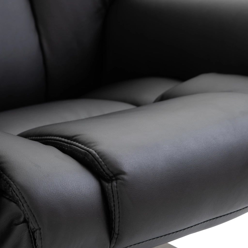 Poltrona Relax Reclinabile Massaggiante con Poggiapiedi ¨C Xylo ¨C Tessuto Nero Girevole 360¡ã