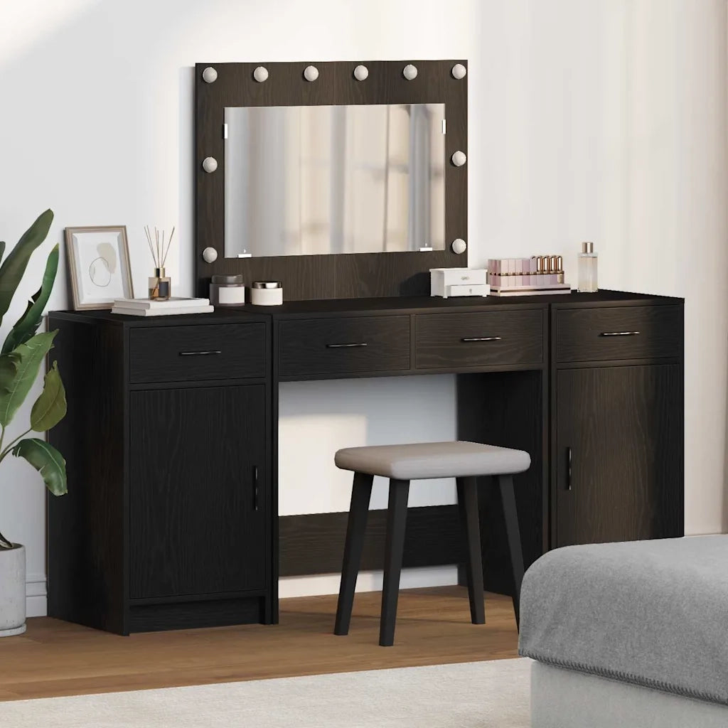 Tavolo da Trucco con cassetto 3 pcs Nero Legno multistrato 3334246