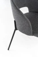 E-STYLO Sedia in tessuto grigio scuro con gambe in metallo antracite, imbottita, 52cm X 55.5cm H. 78.5cm.