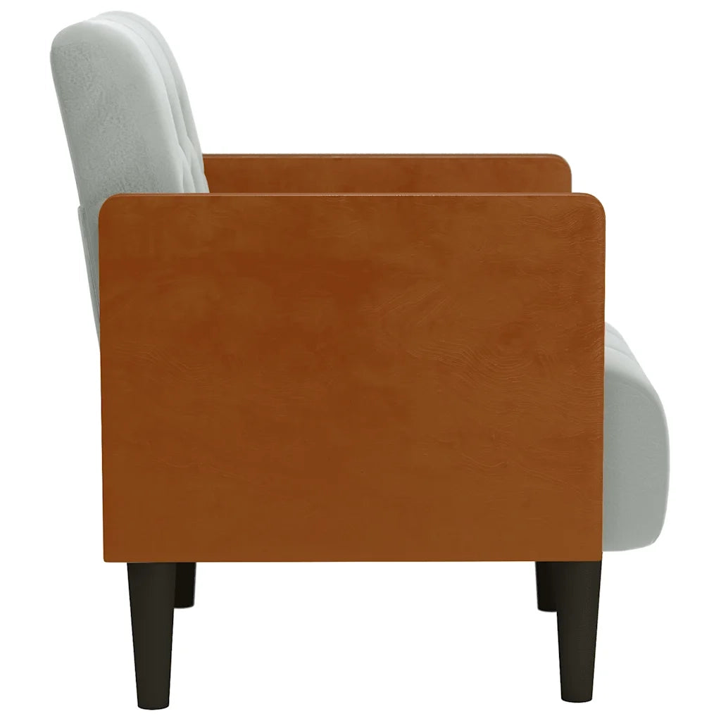 Divano Sedia con Braccioli Grigio Chiaro 55 cm in Velluto