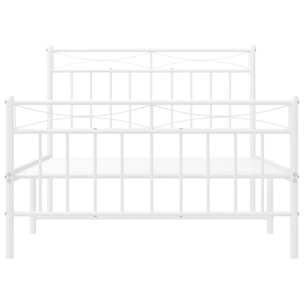 Giroletto con Testiera e Pediera Metallo Bianco 107x203 cm 373754